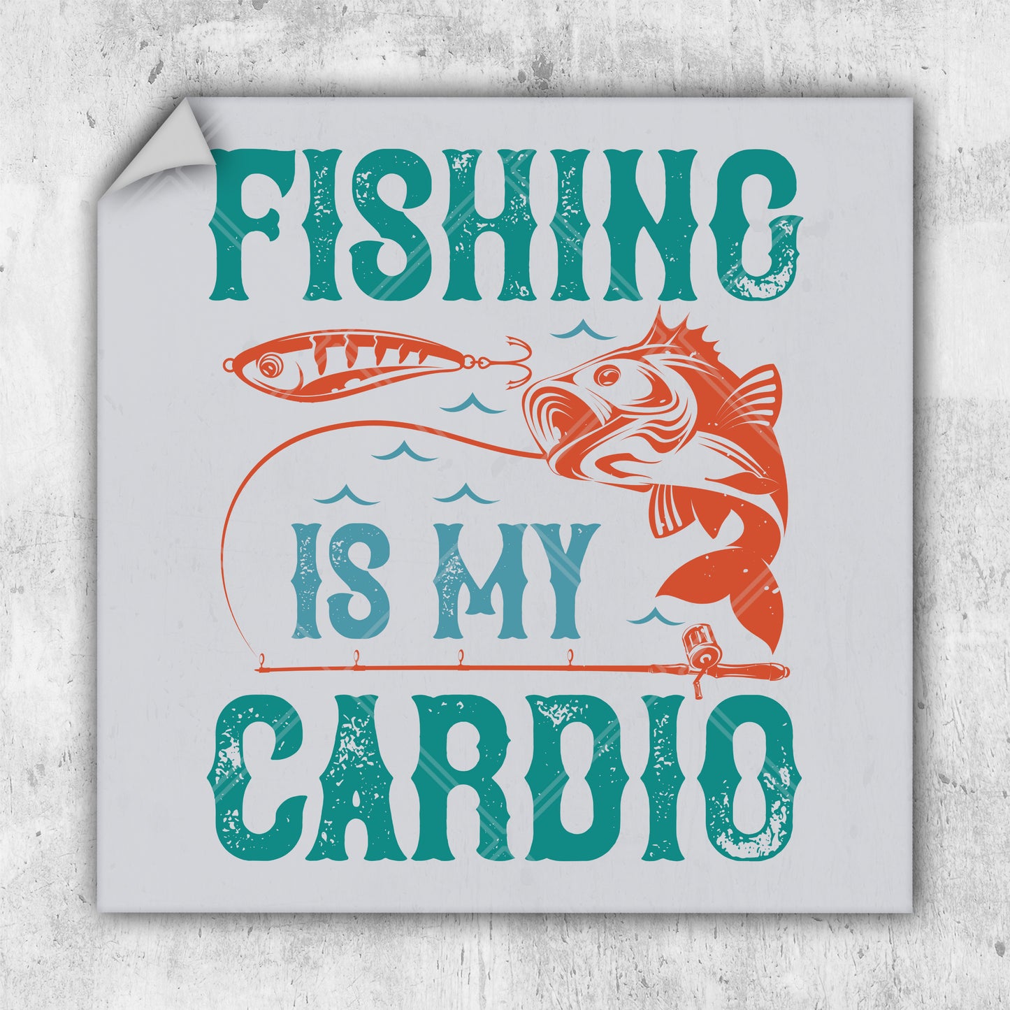 a sticker that says fishing is my cardio