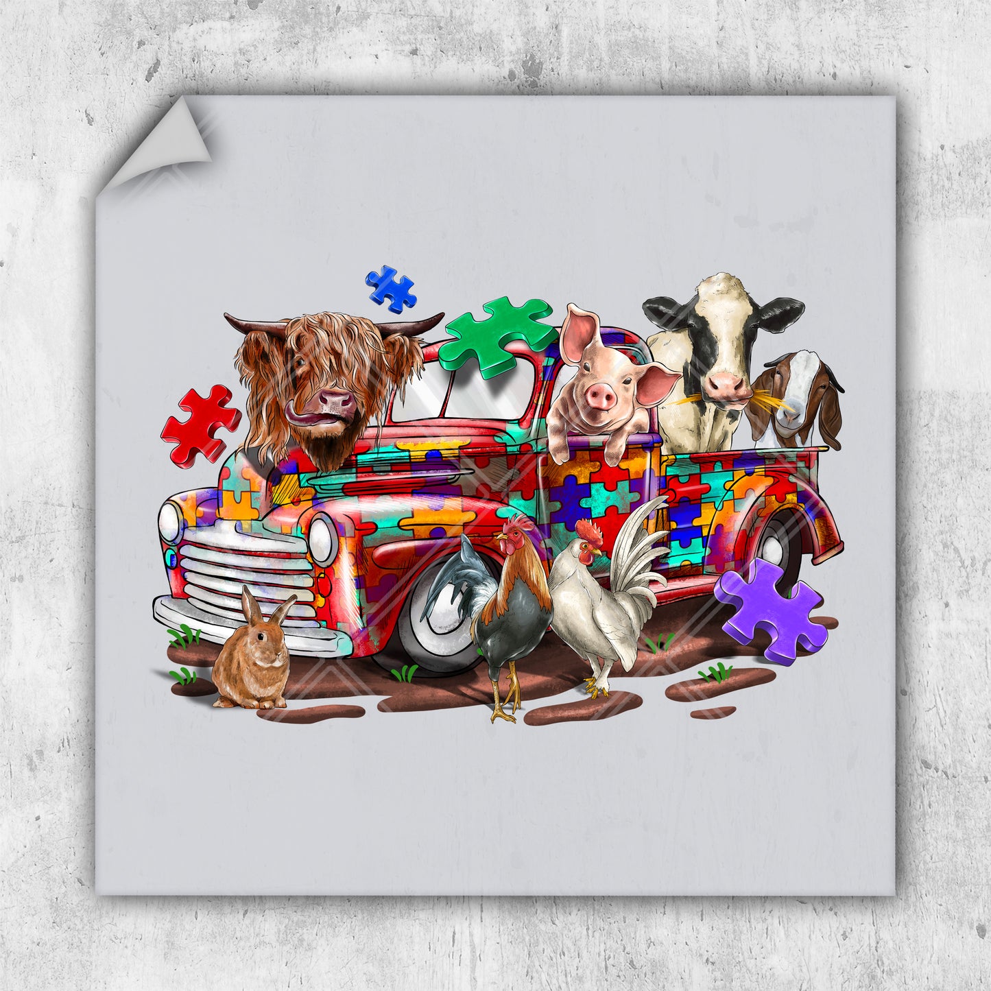 a picture of a truck with animals on it