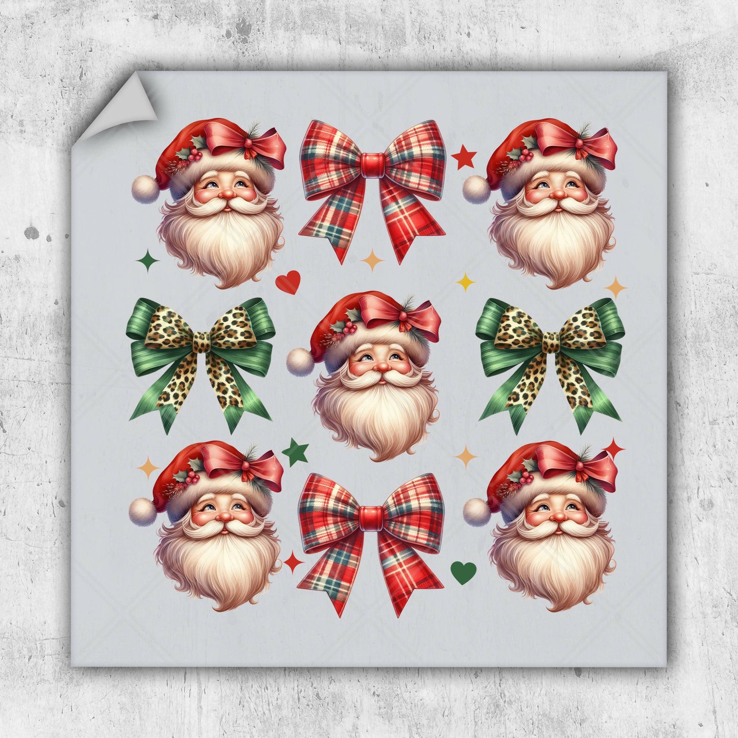 a set of christmas stickers with santa clauss