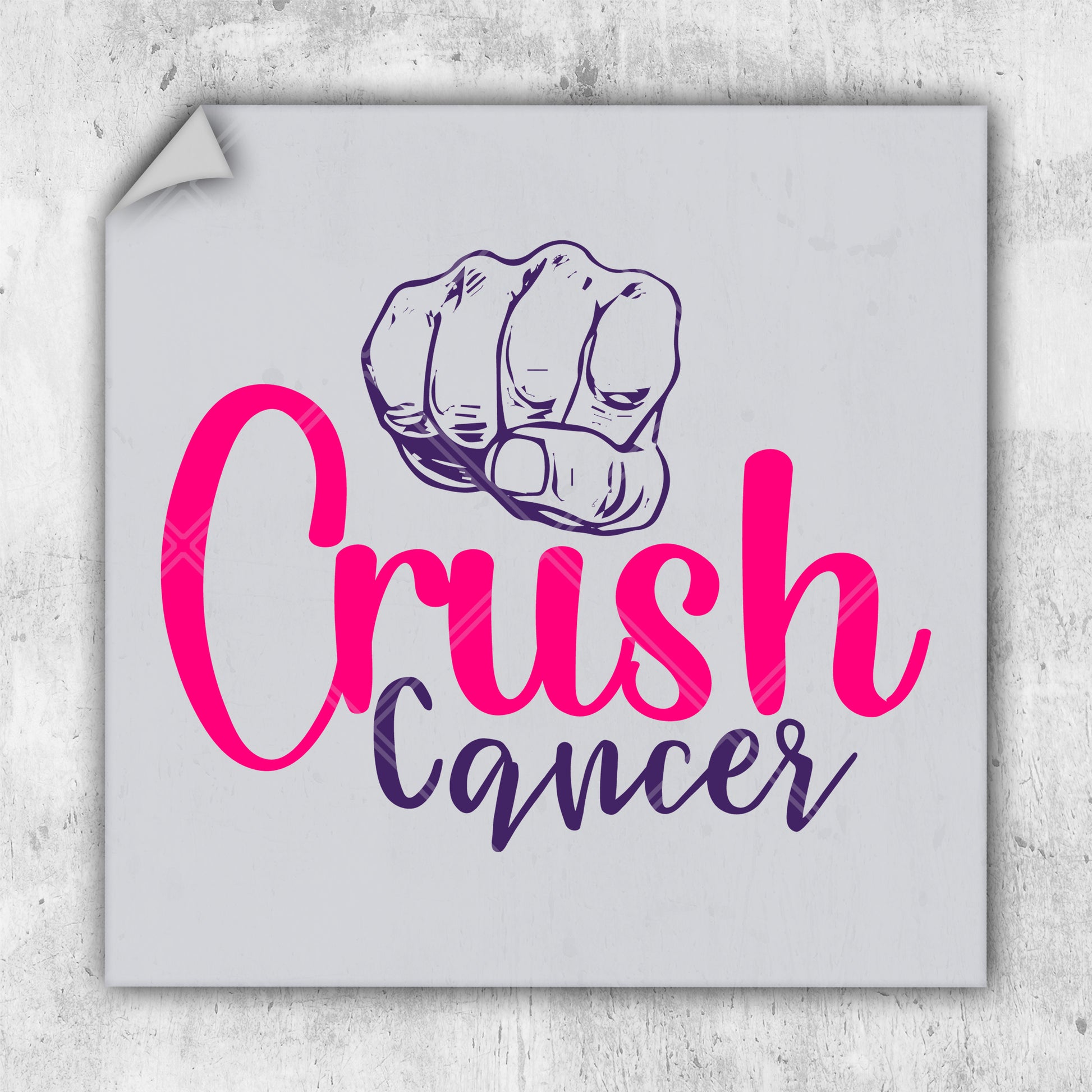 a sticker with the words crush cancer on it