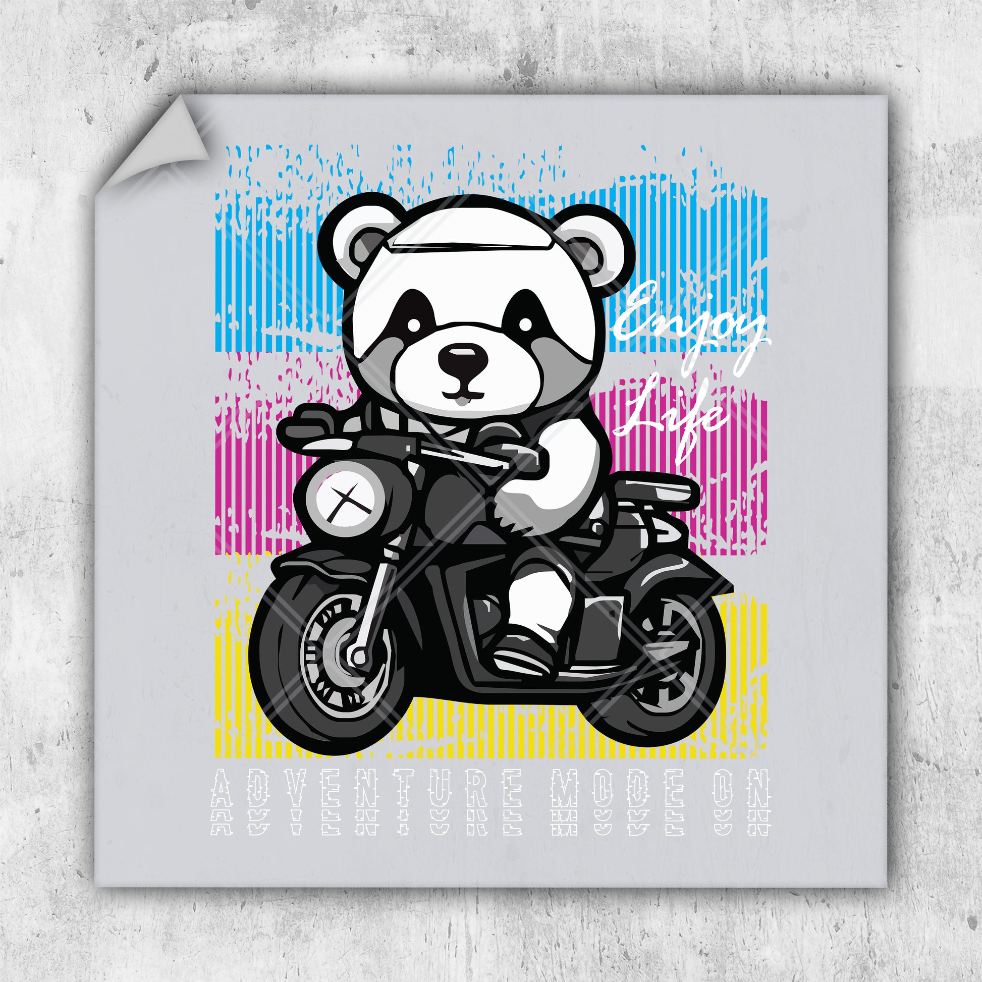 a picture of a panda riding a motorcycle