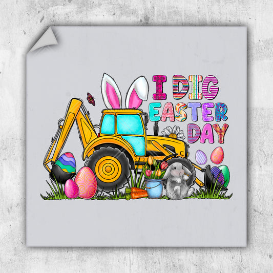 a picture of a tractor with easter eggs