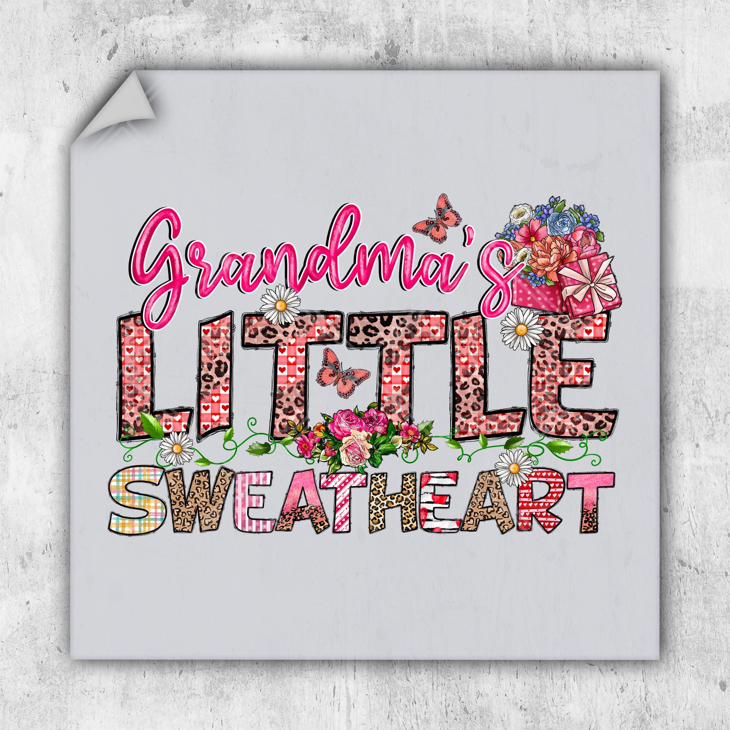 a picture of the words grandma's little swaf heart