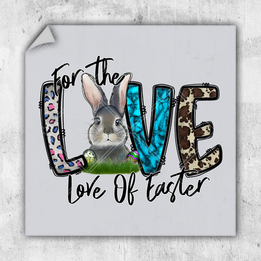 a picture of a rabbit sitting in the grass with the words for the love of