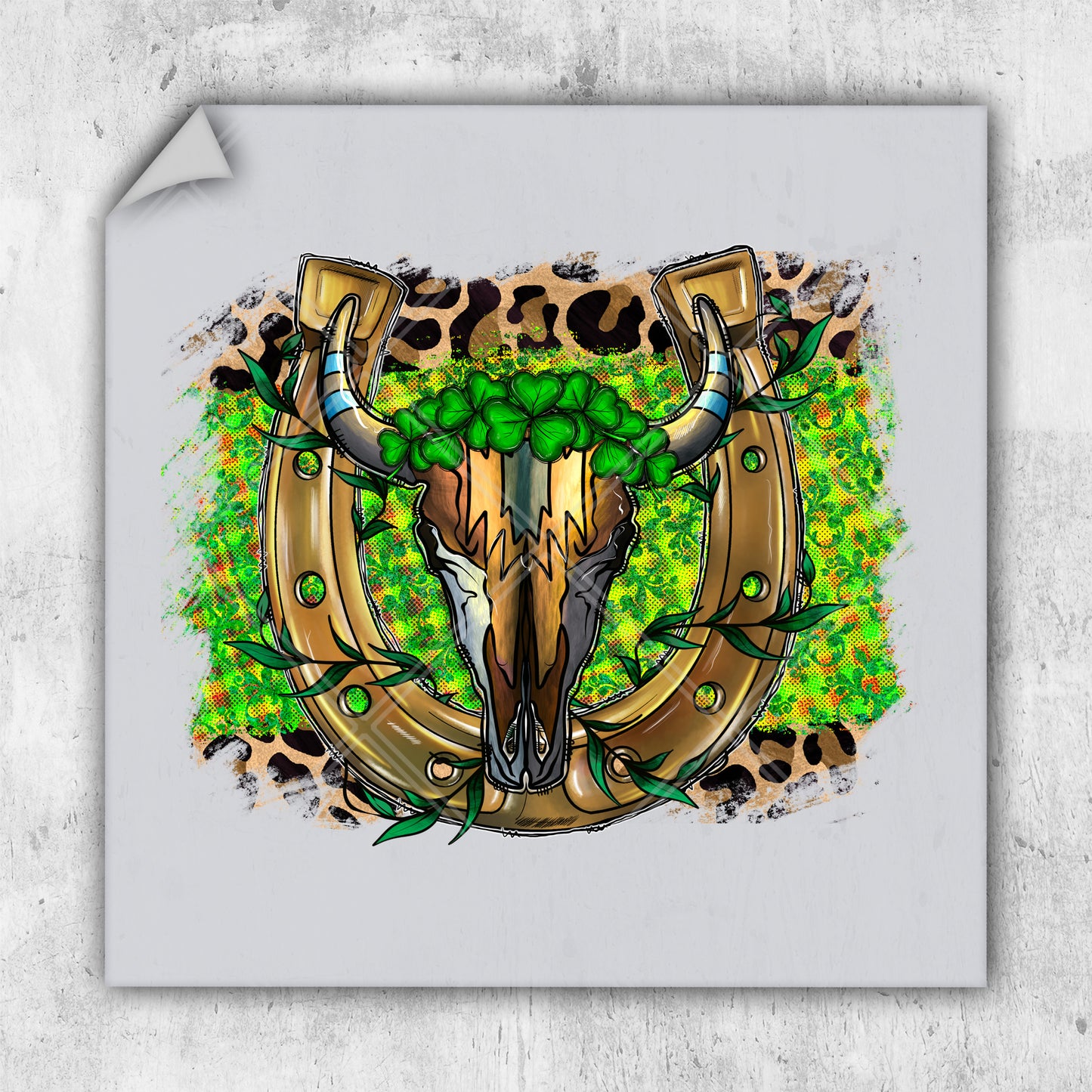 a picture of a bull's head with a green background