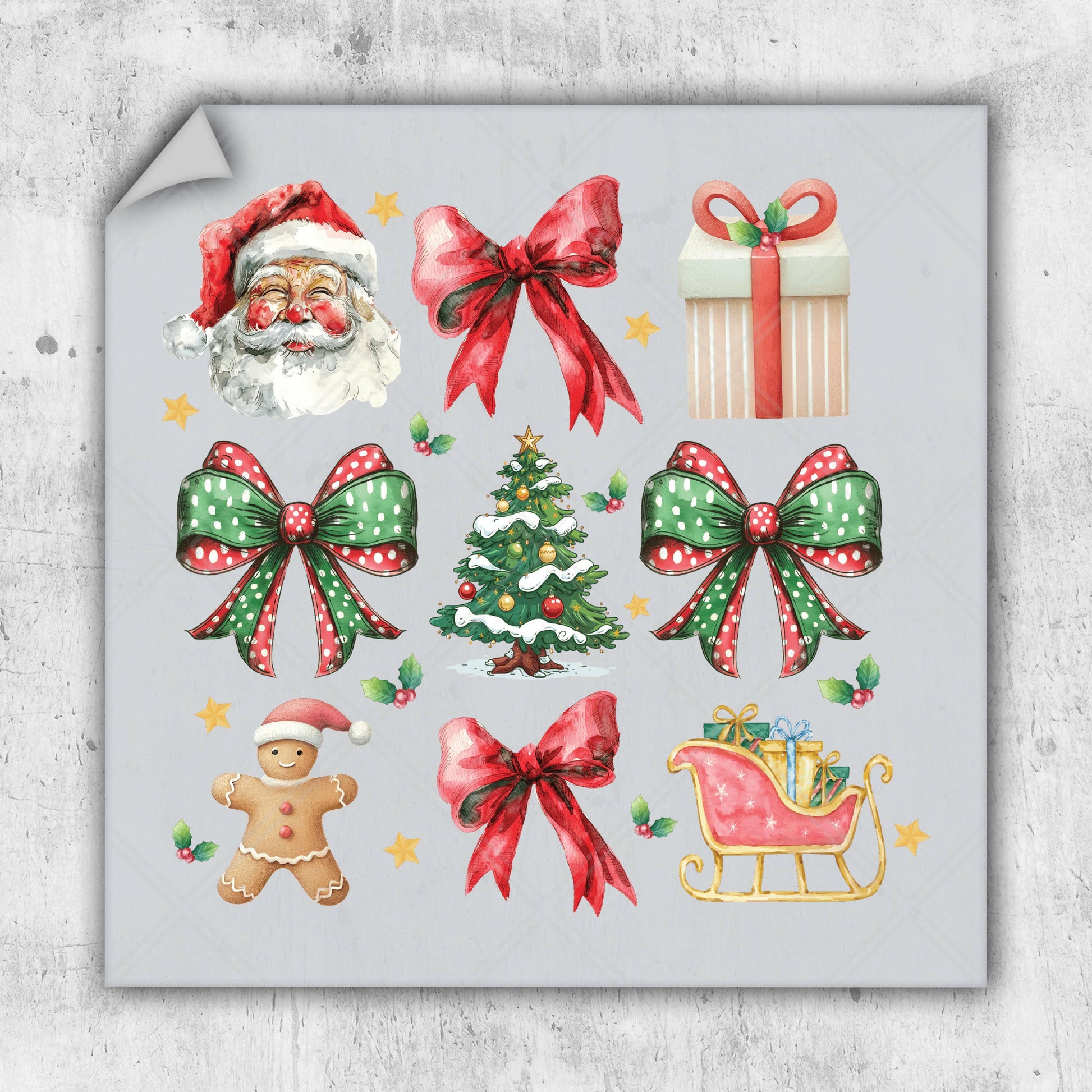 a christmas sticker sheet with a santa clause