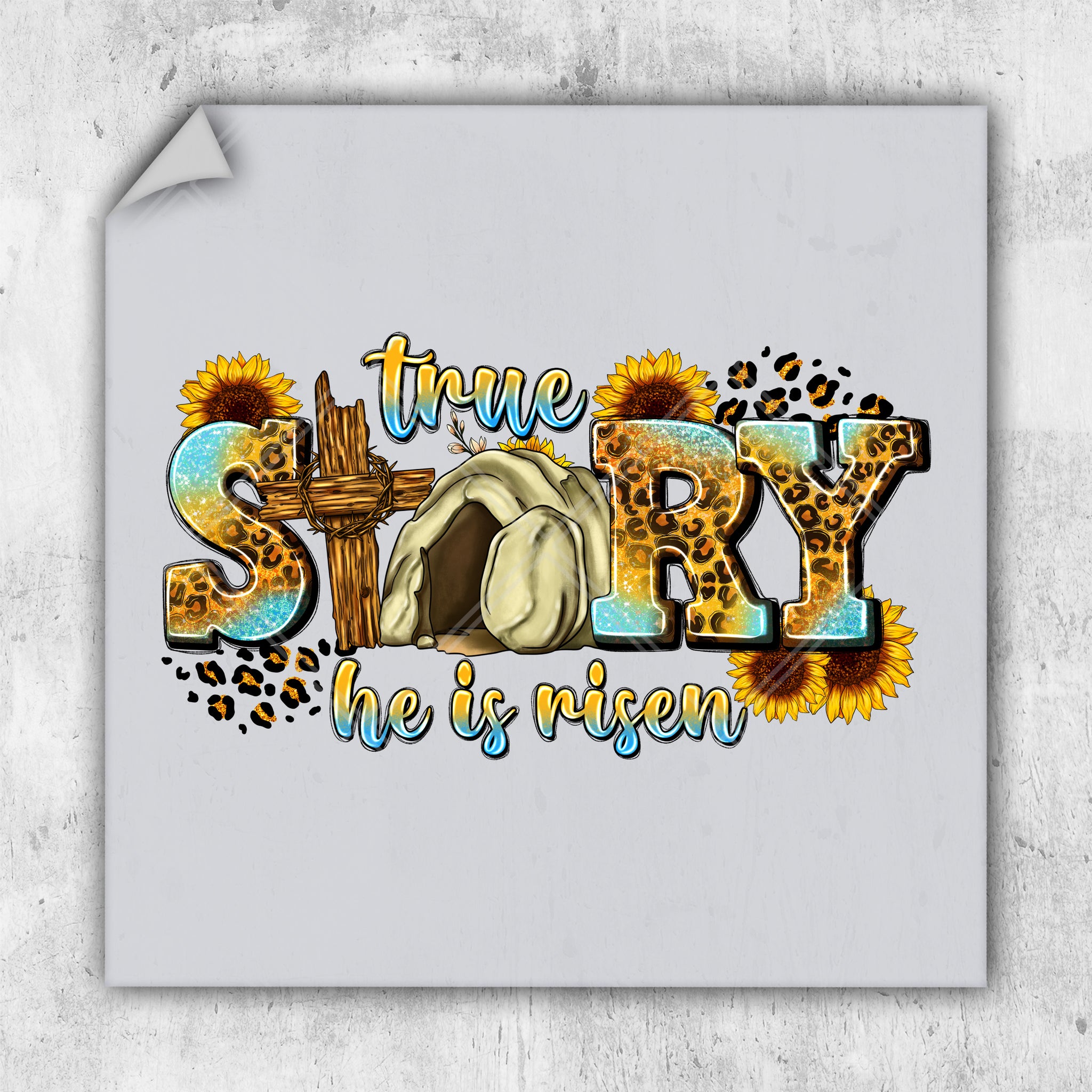 a picture of the words true story and a picture of a sunflower
