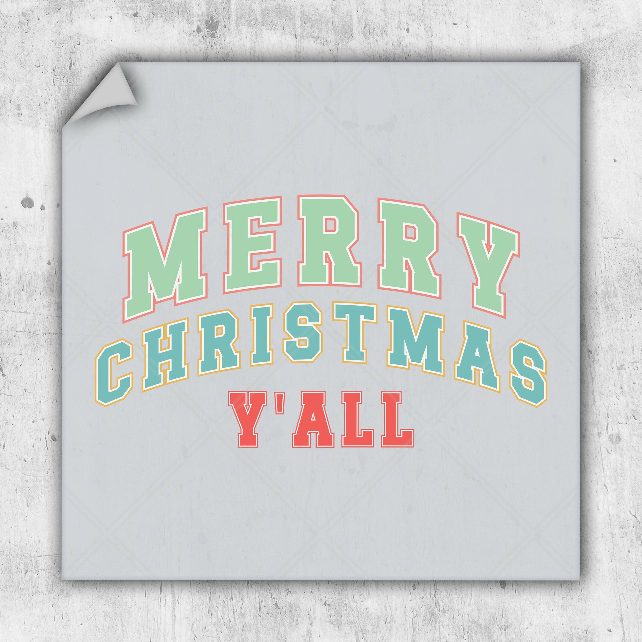 Merry Christmas Y'all - DTF Transfer - Ready To Press - Christmas DTF Transfers.