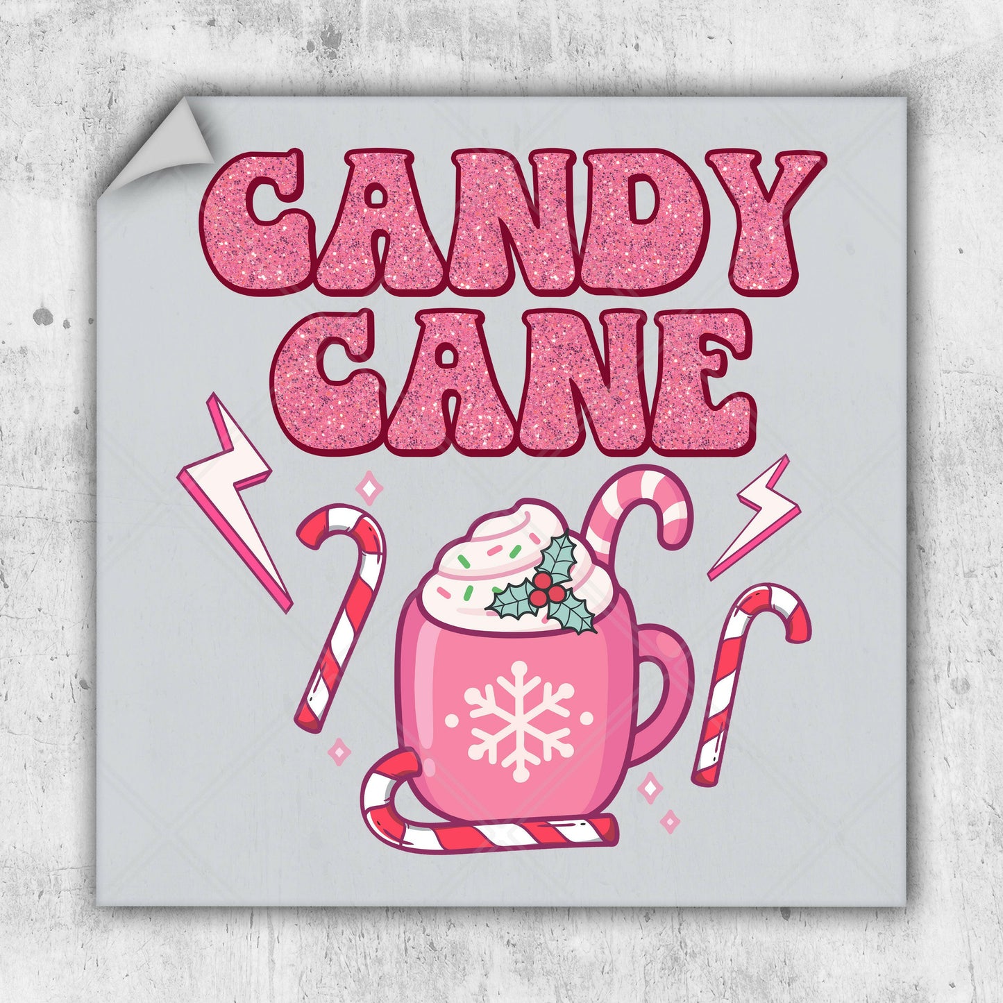 a picture of a candy cane mug with a candy cane in it