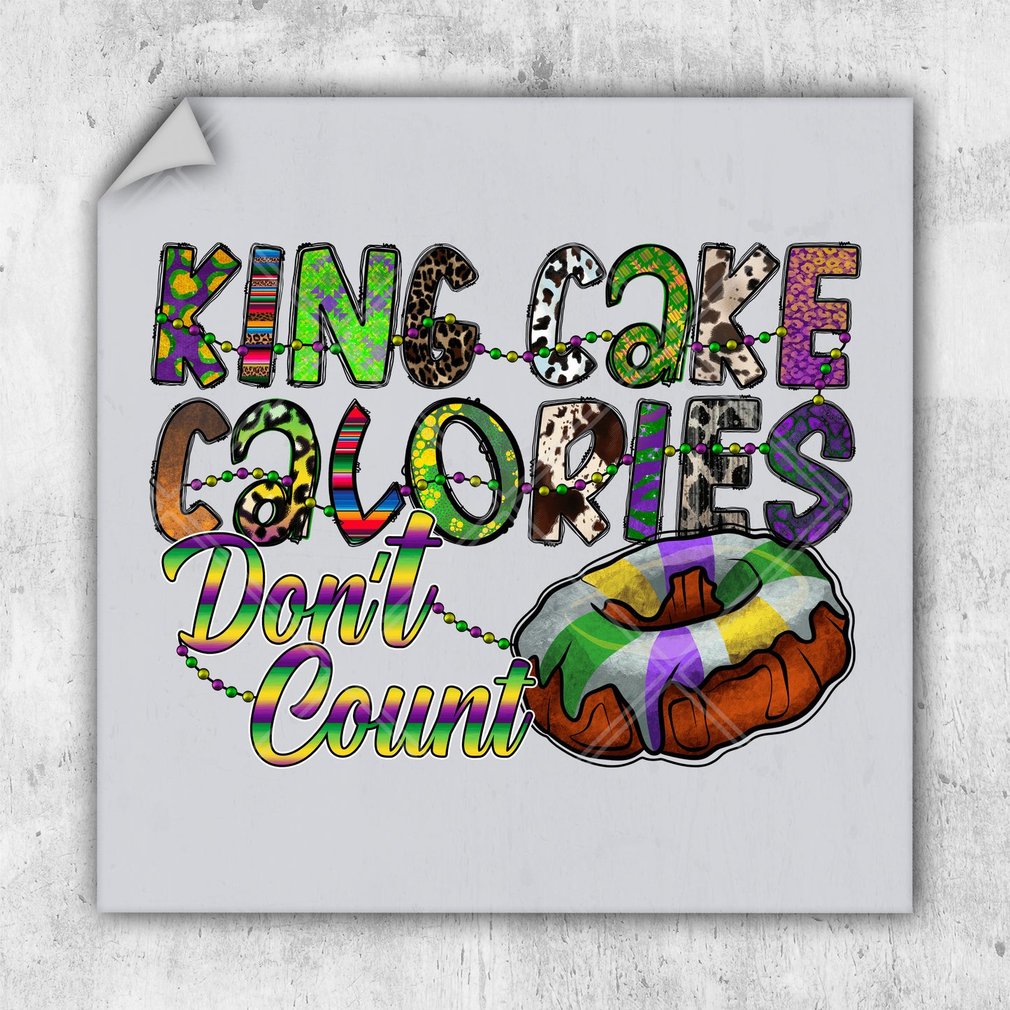 a sign that says king cake colors donuts