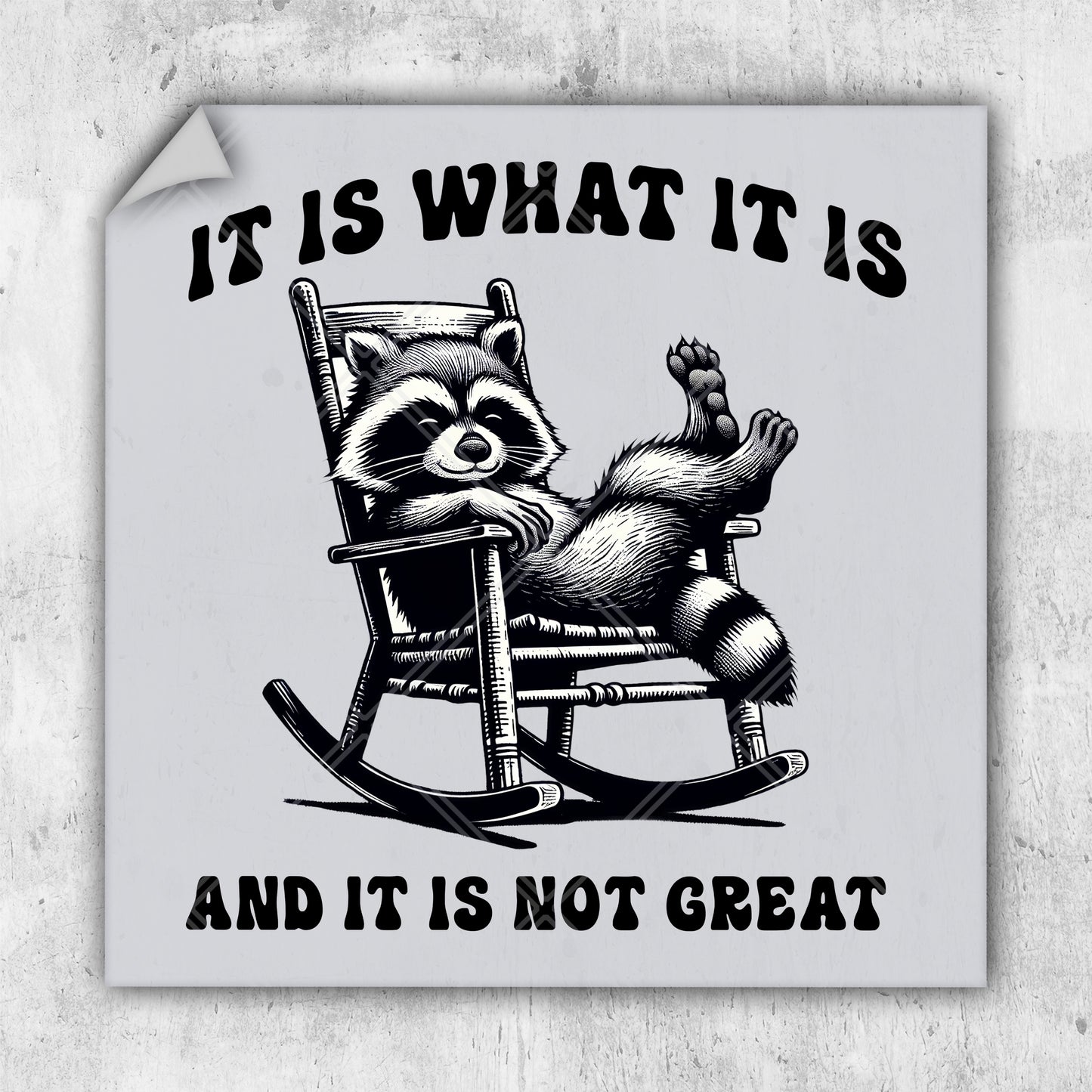 a raccoon is sitting in a rocking chair