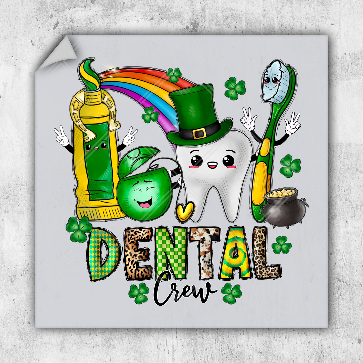 a st patrick's day design with a tooth, a shamrock, a shamrock