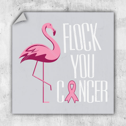 a sticker with a pink flamingo on it