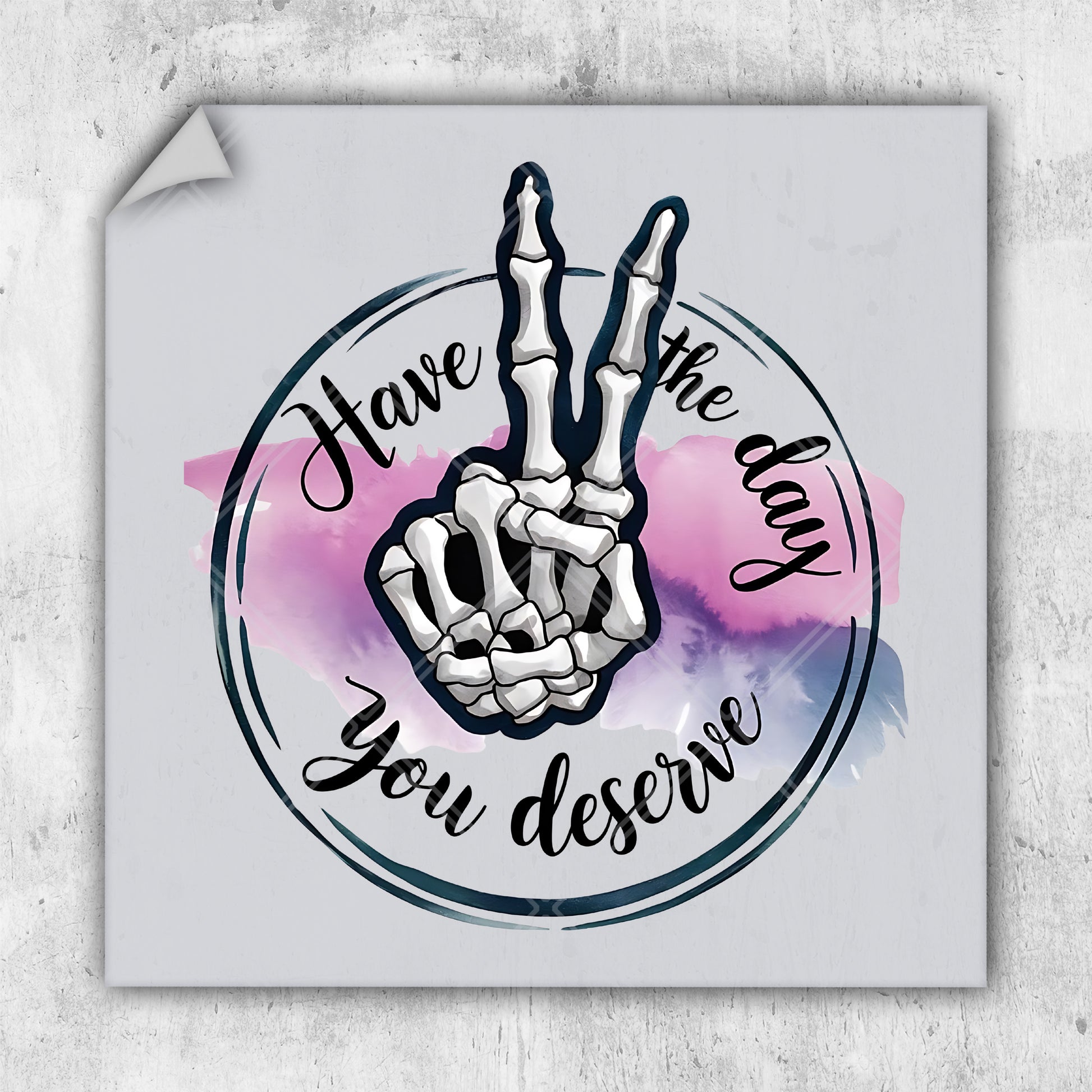 a sticker with a hand holding a peace sign