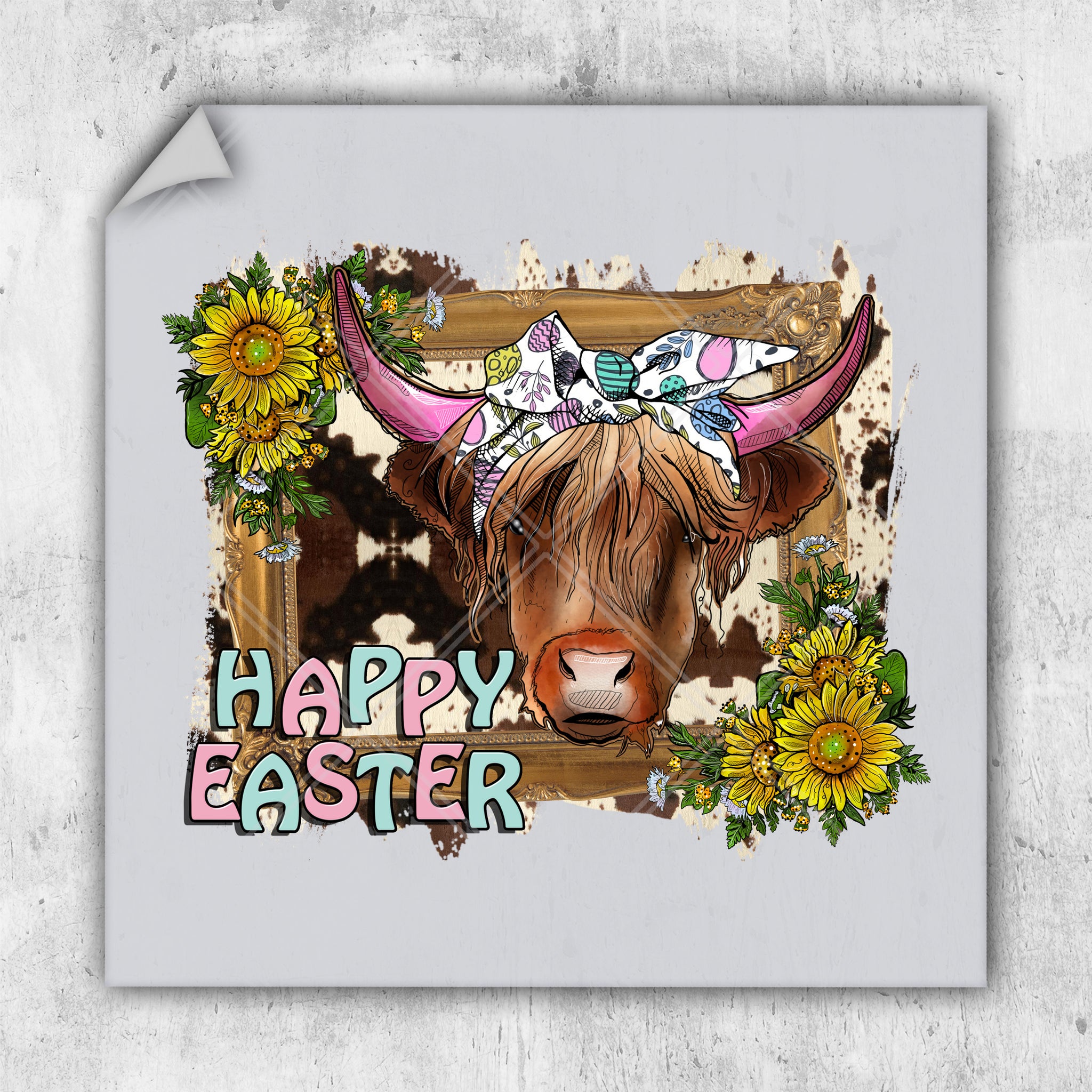 a picture of a cow with a bow on it's head
