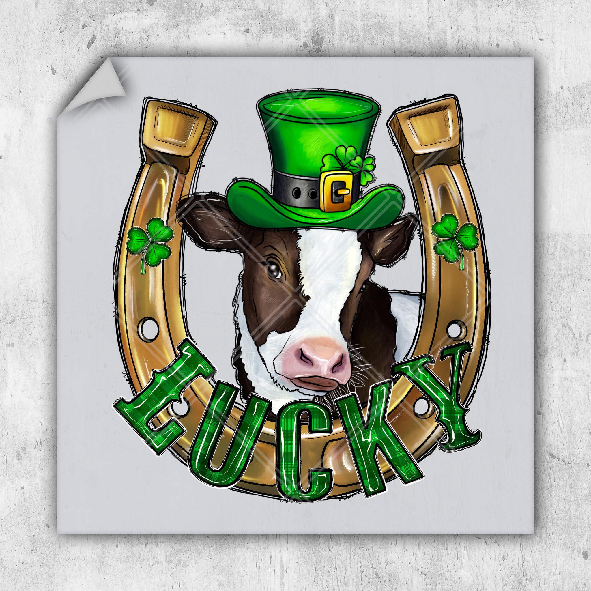 a picture of a cow wearing a green hat