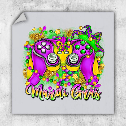 a picture of a video game controller with mardi gras on it