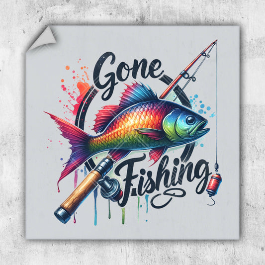 a fish with a fishing rod and a fishing pole