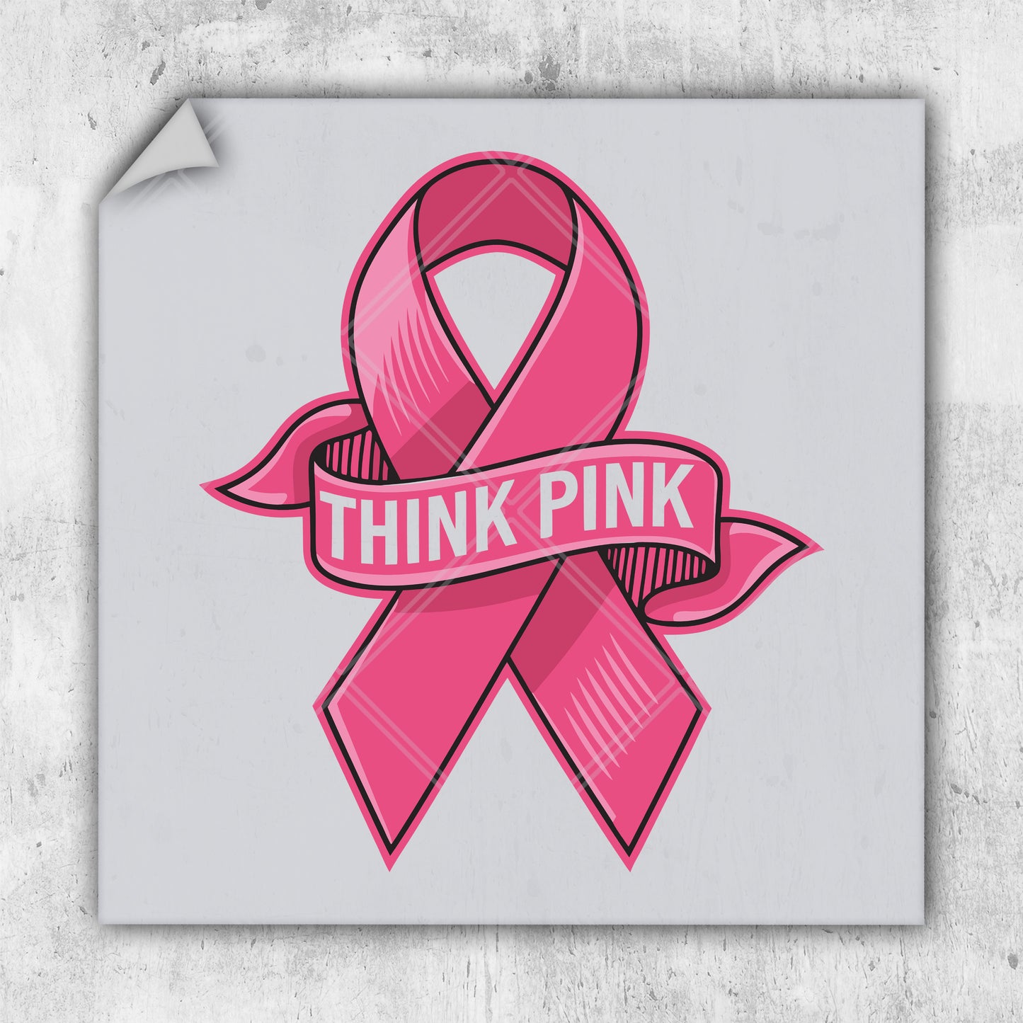 a pink ribbon with the words think pink on it