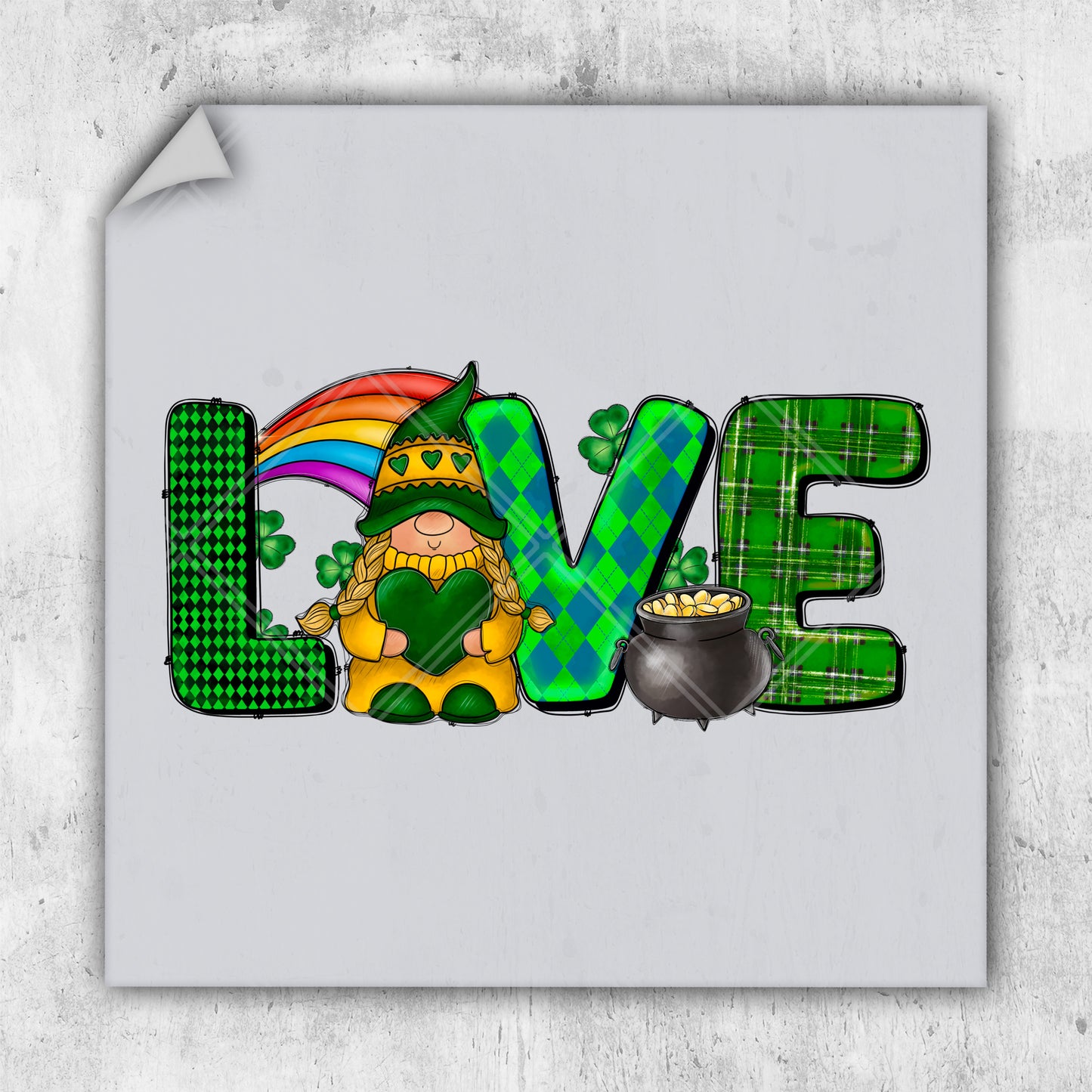 a st patrick's day love sign with a lepreite and pot of