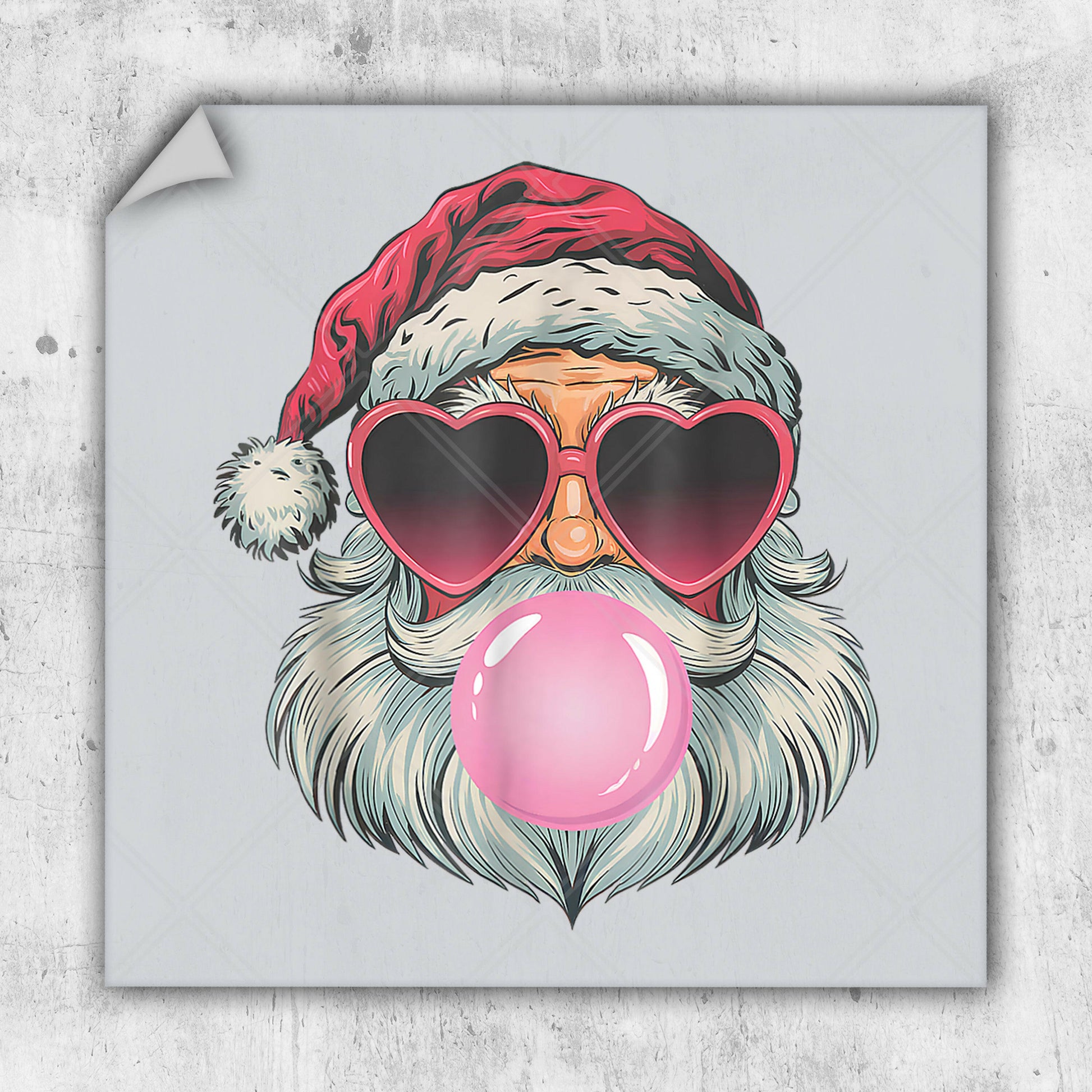 a picture of a santa claus with sunglasses and a bubble