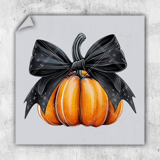 a picture of a pumpkin with a black bow