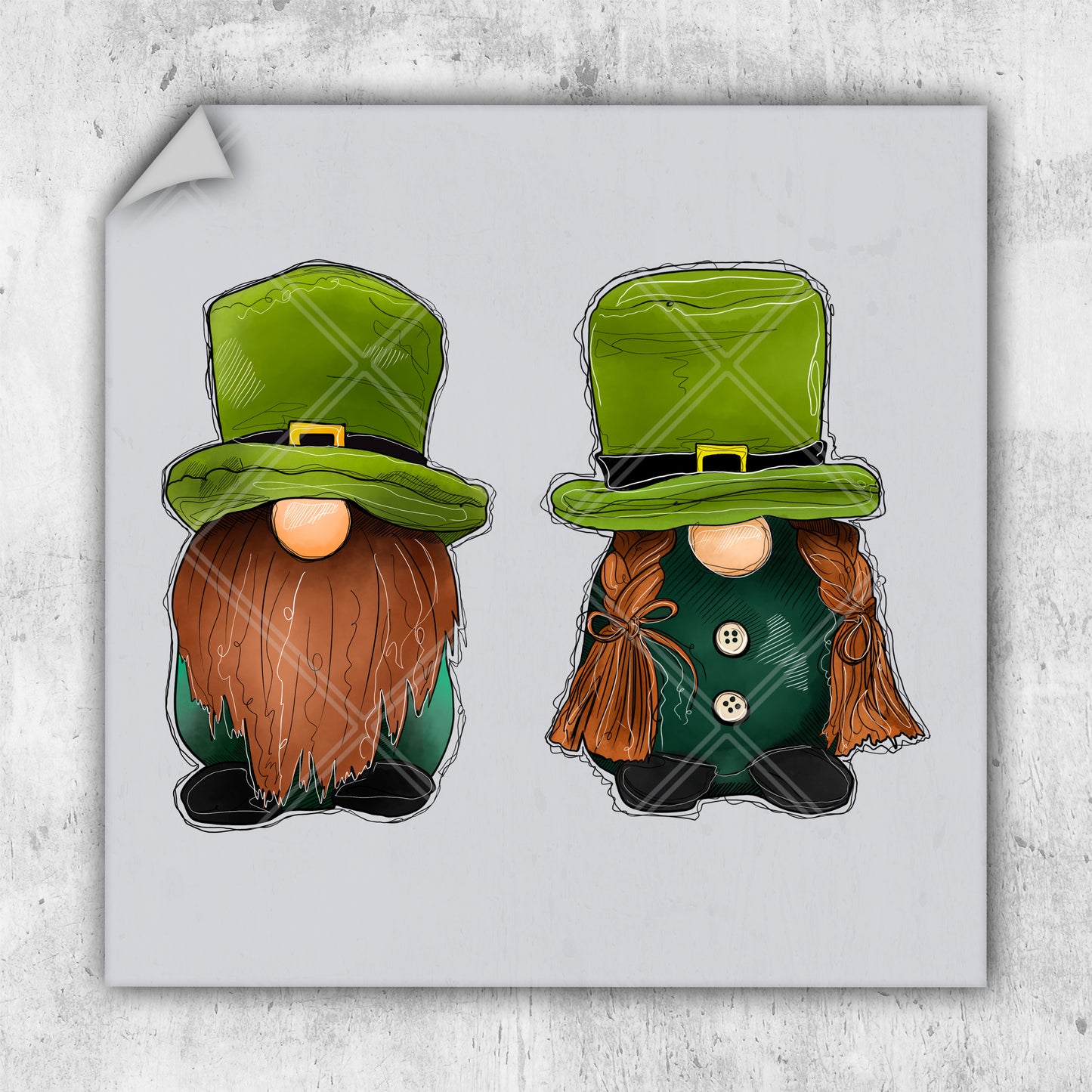 a couple of green hats and beards on top of each other