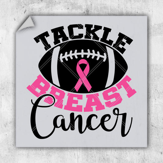 a sticker that says tackle breast cancer