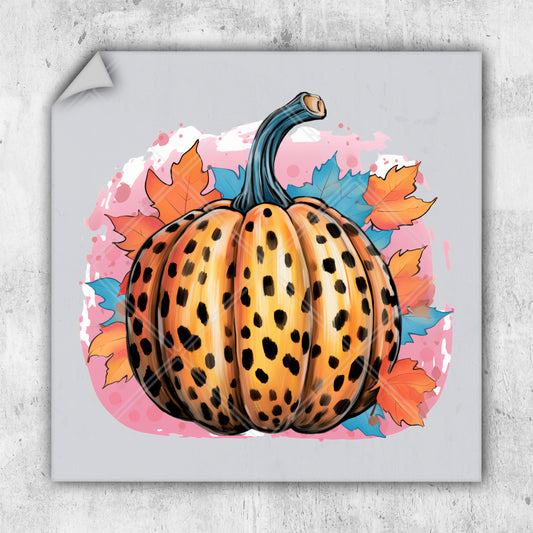 a painting of a leopard print pumpkin