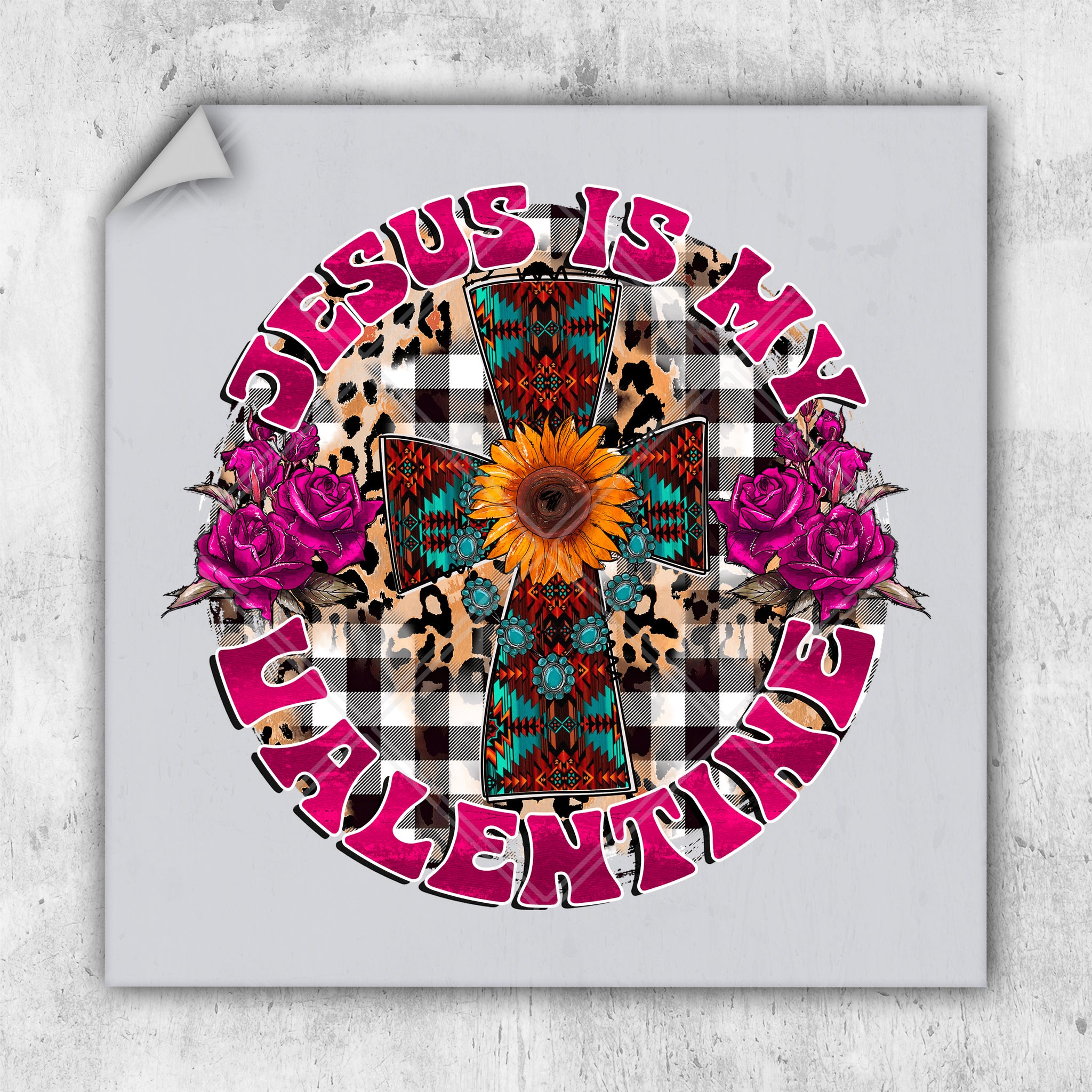 a picture of a cross with flowers on it
