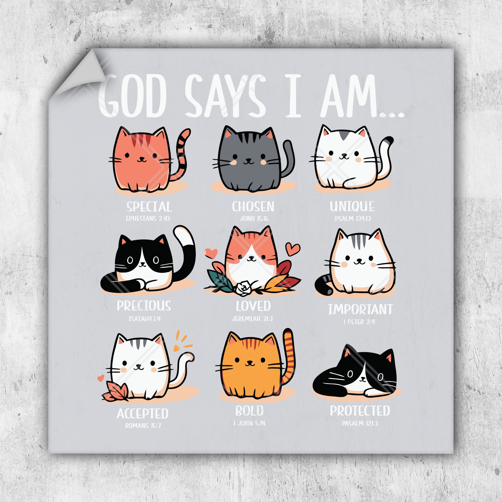 a poster with cats saying god says i am