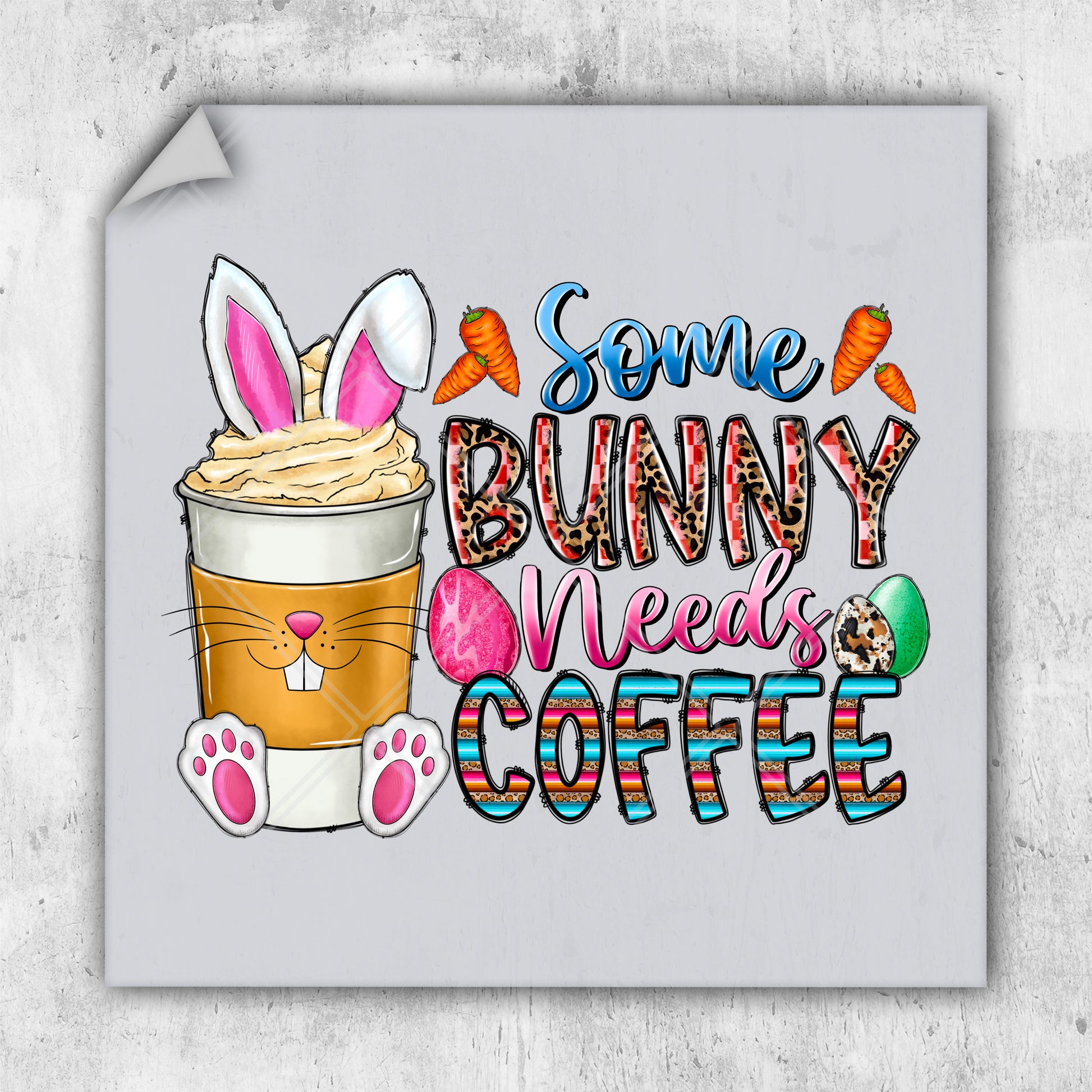 a coffee cup with bunny ears and a bunny face on it