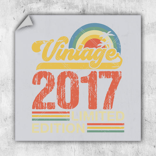 a sign that reads vintage 2017 is on a wall