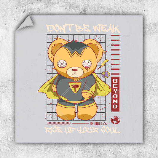 a sticker of a teddy bear wearing a cape