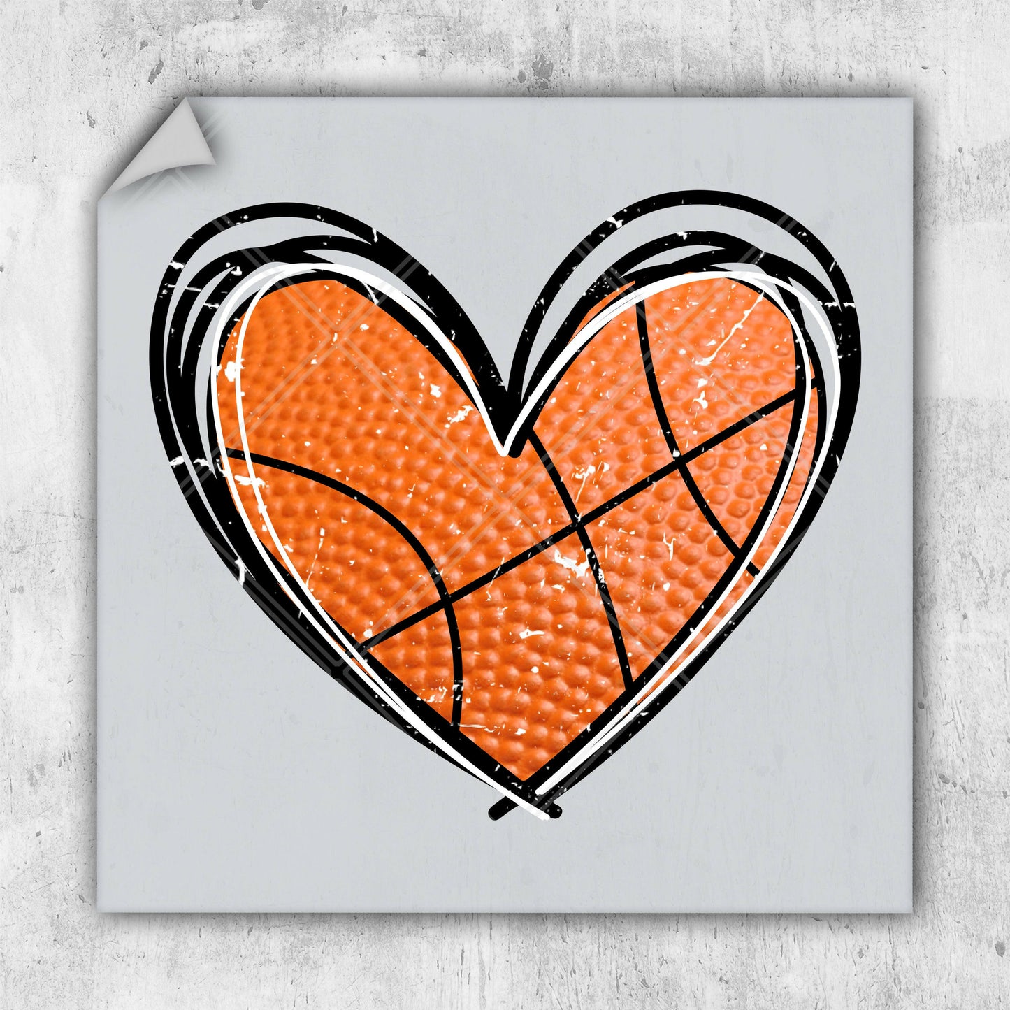 a heart shaped basketball on a gray background