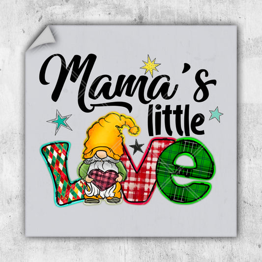 a sign that says mama's little love with a cartoon character