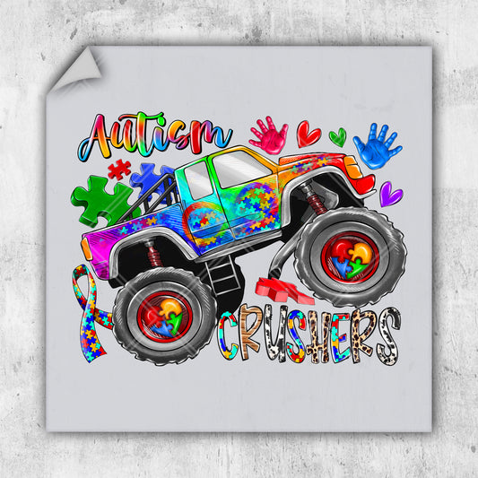 a picture of a monster truck with autism written on it