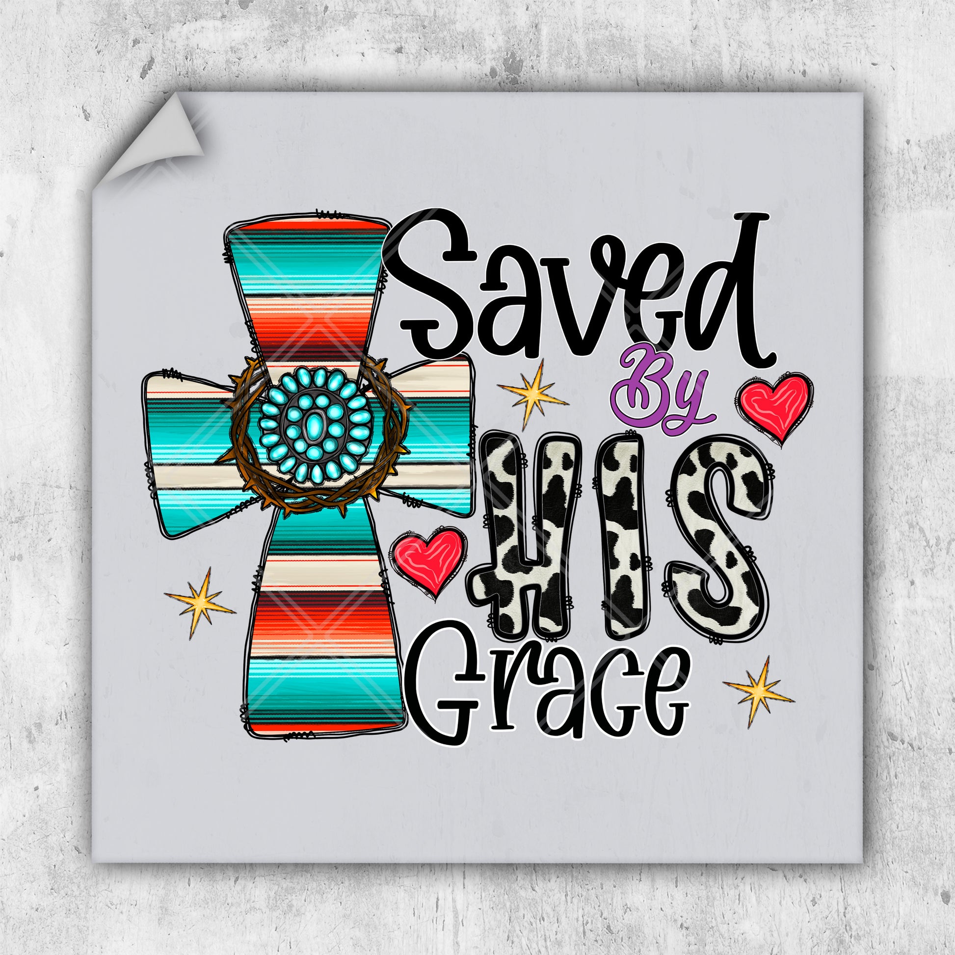 a picture of a cross that says saved by his grace