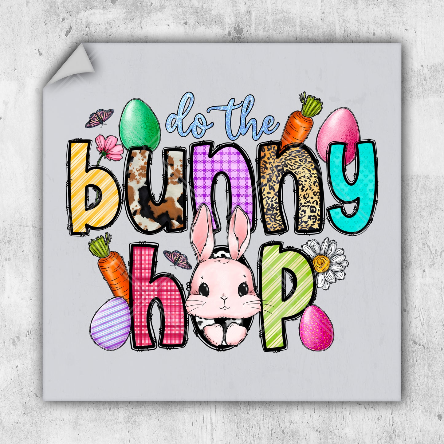 a picture of a bunny with the words bunny hop