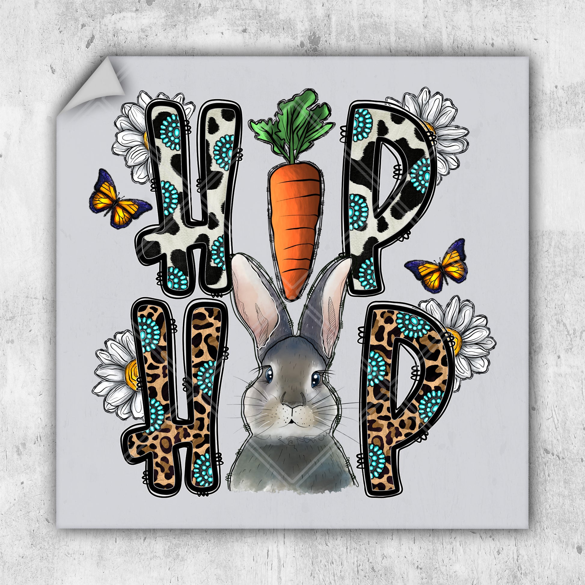 a picture of a rabbit with a carrot on its head