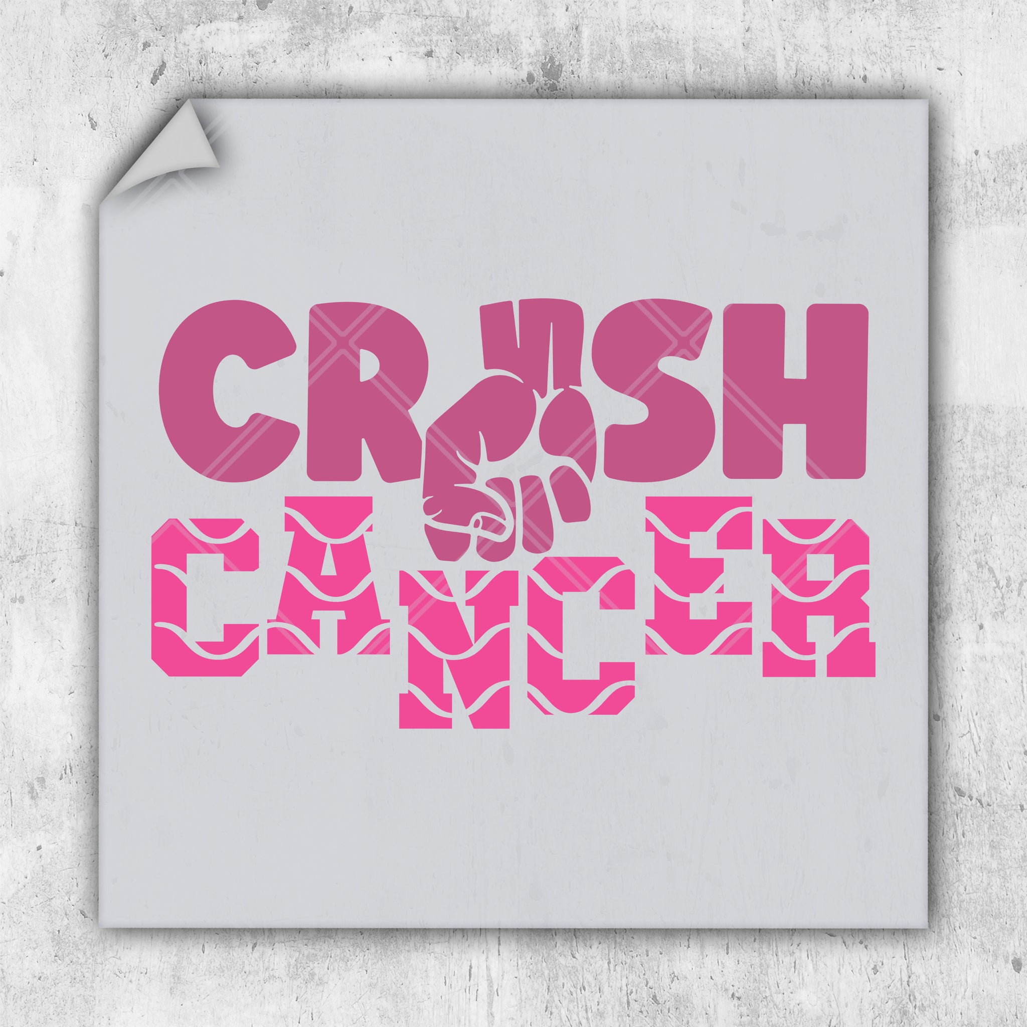 a sticker with the words crush cancer on it