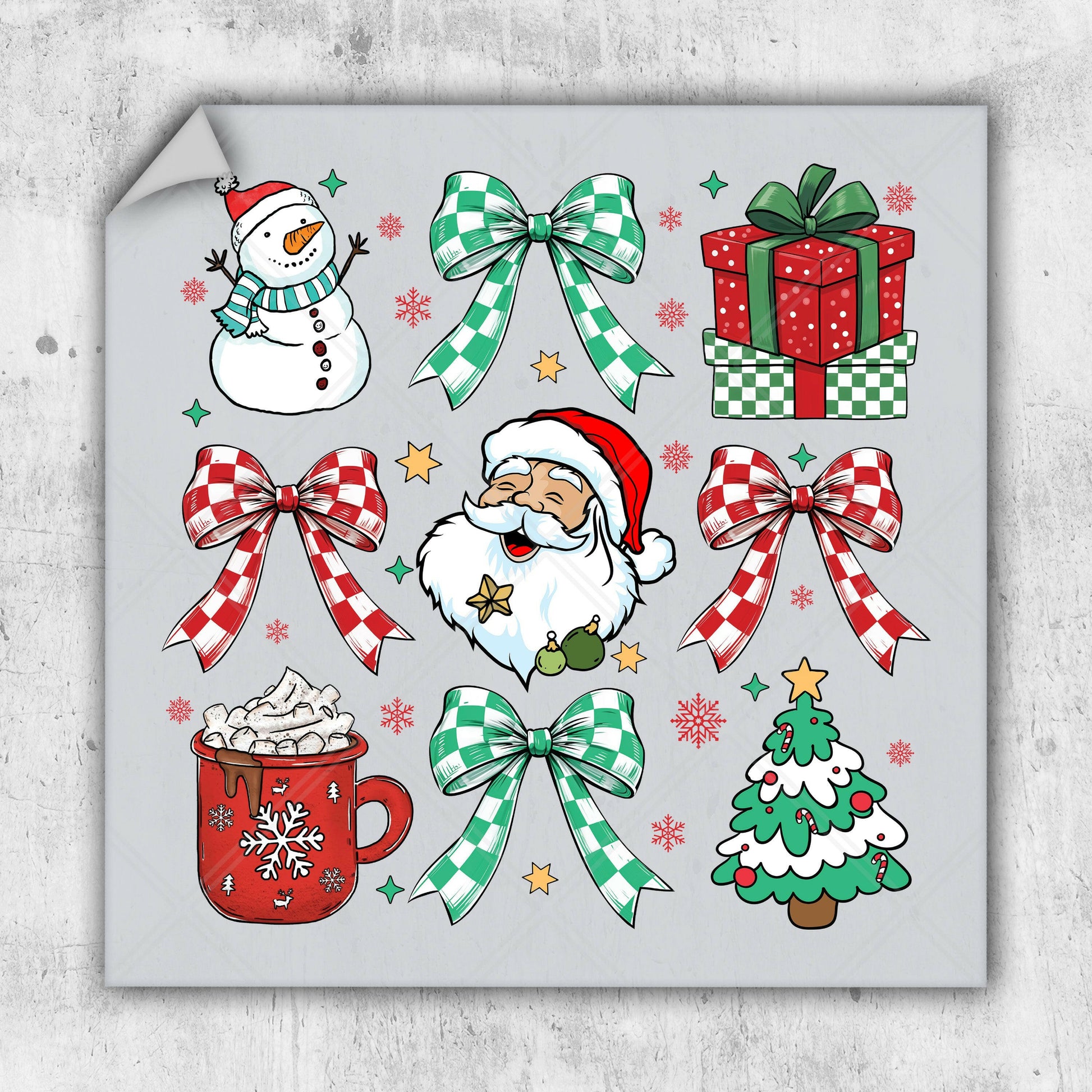 a christmas sticker sheet with a santa clause