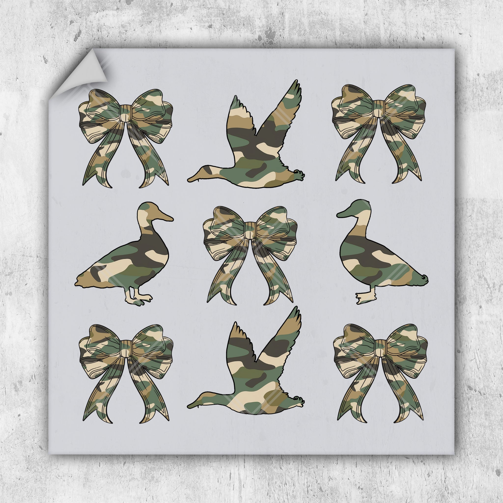 Camo Duck And Coquette Bow - DTF Transfer - Ready To Press - Hunting DTF Transfers