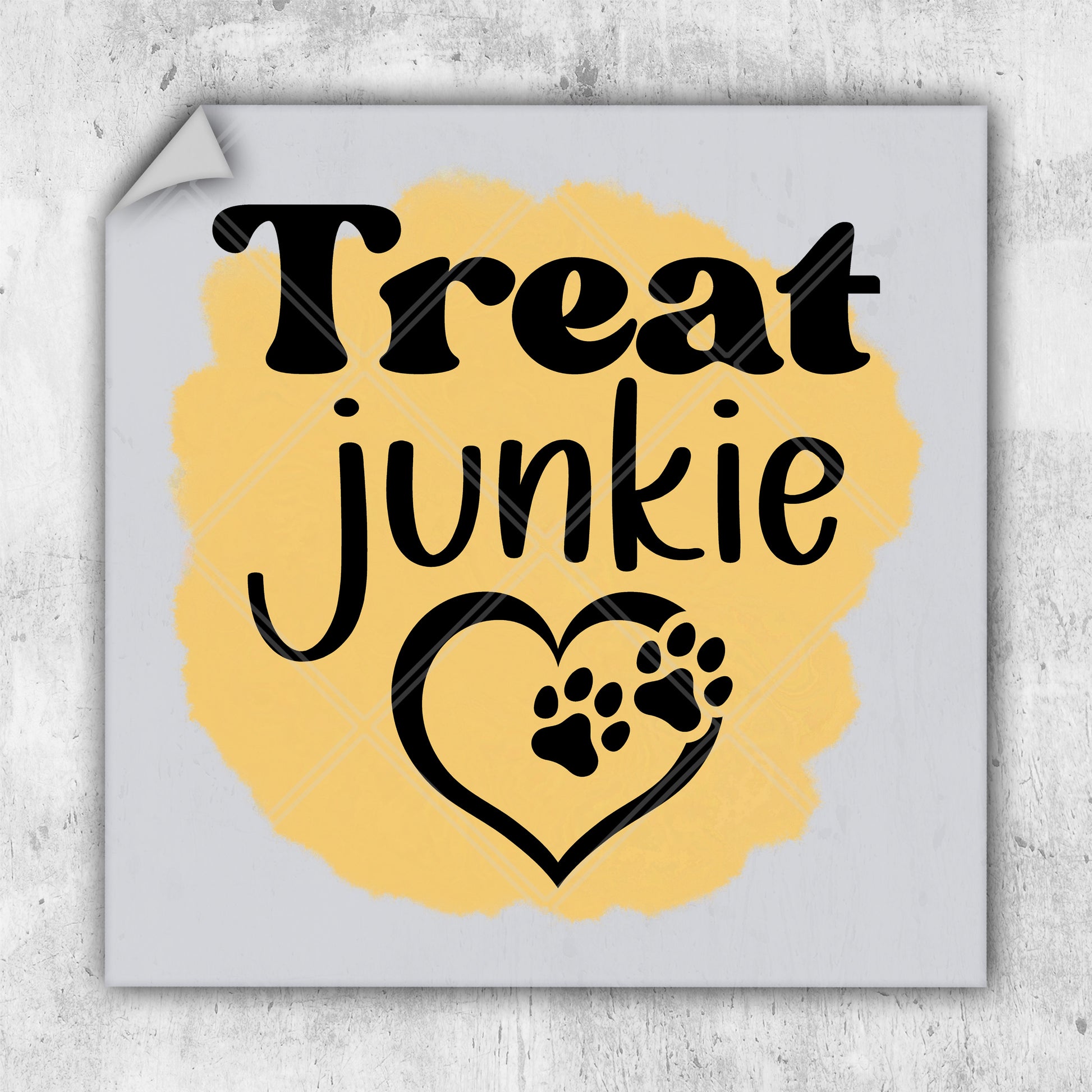 a sticker with the words treat junkie and a heart