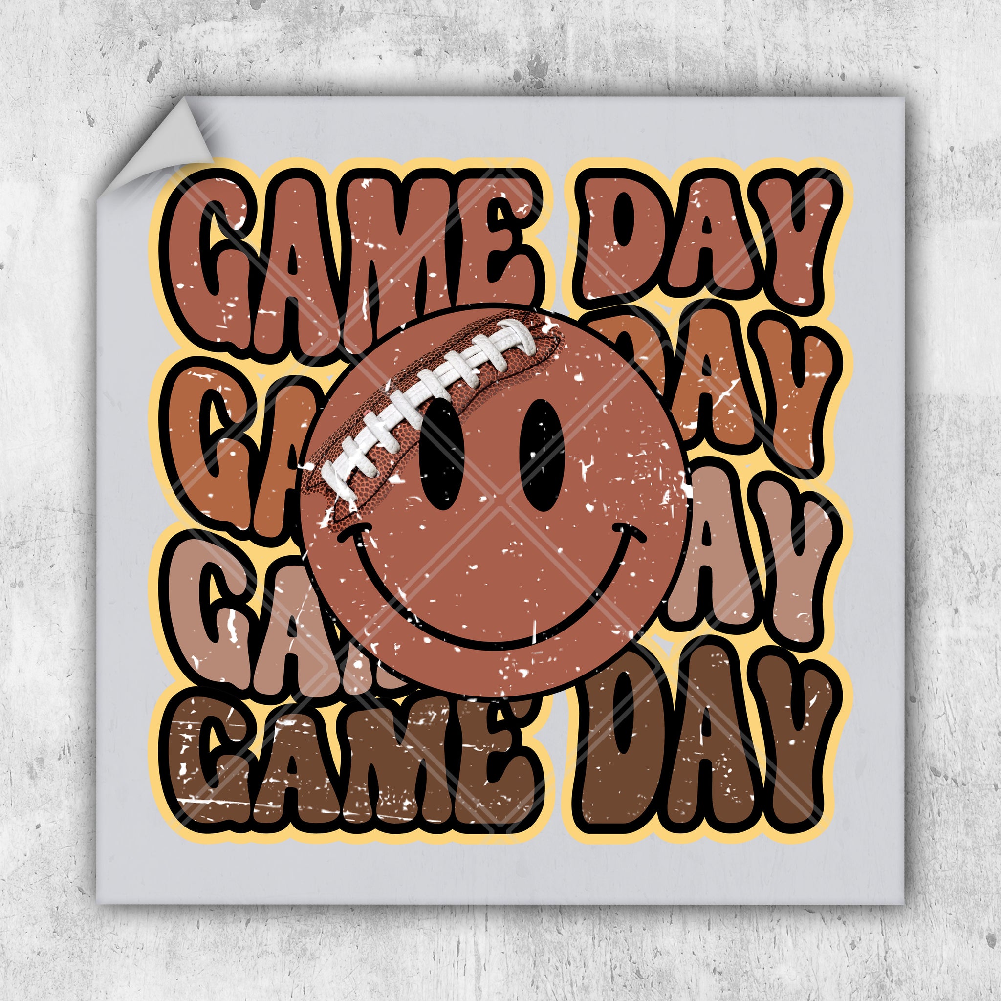 a sticker with a football on it that says game day game day game day