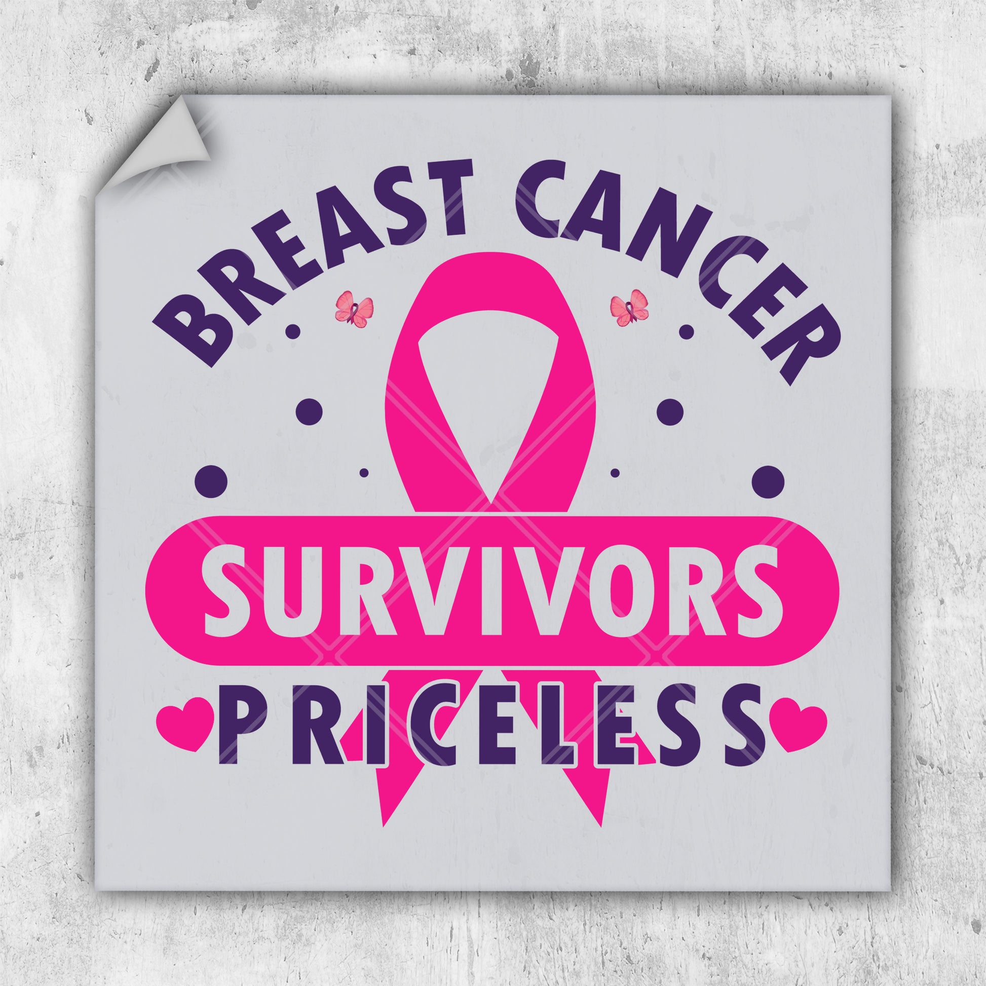 a breast cancer survivor sticker on a wall