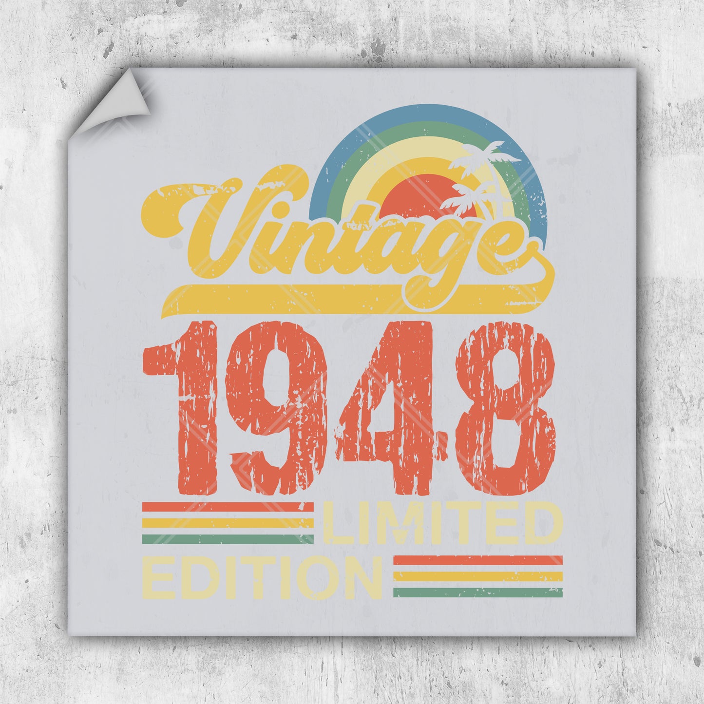 a white square sticker with the words vintage 1940 printed on it