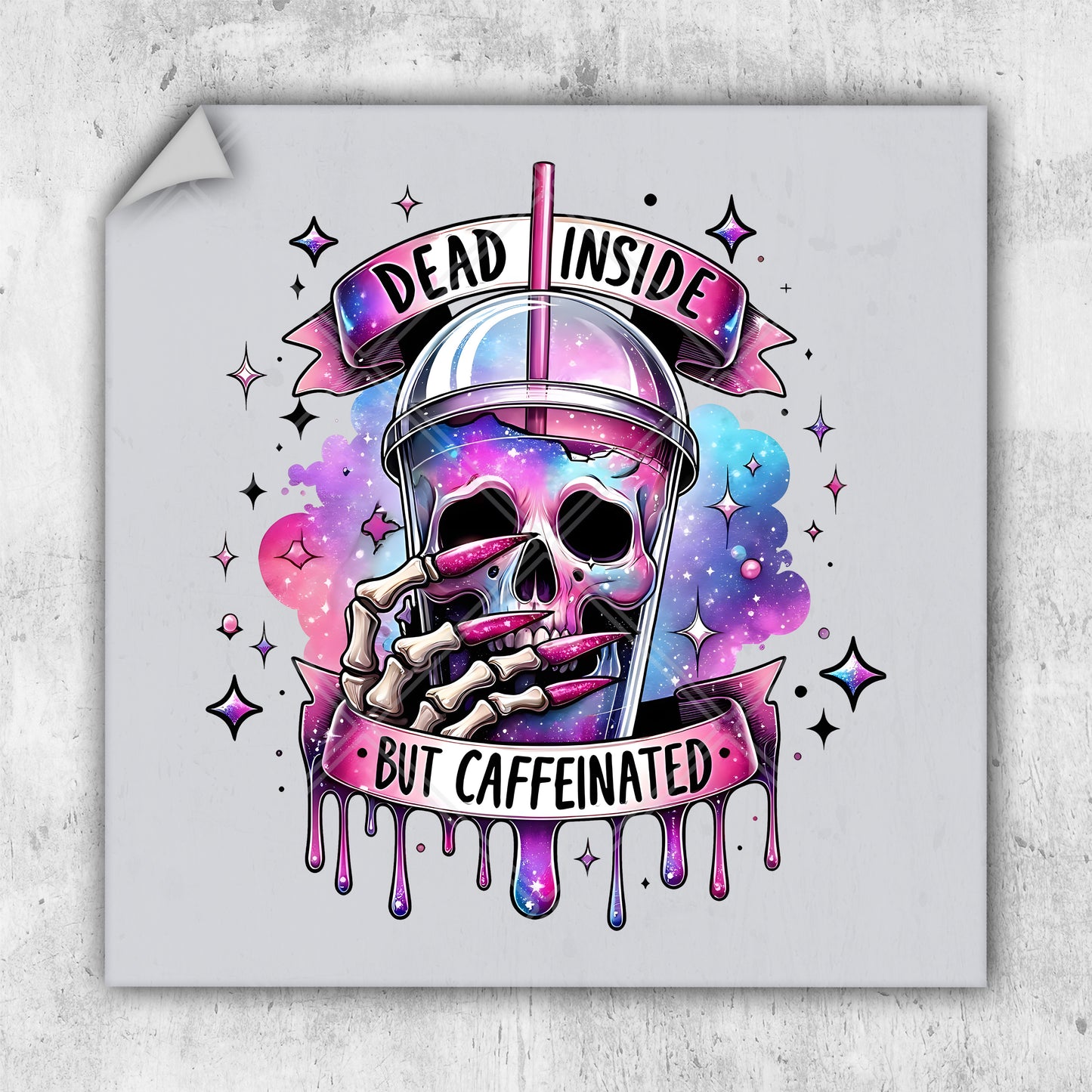 a sticker with a skull wearing a helmet and holding a cigarette