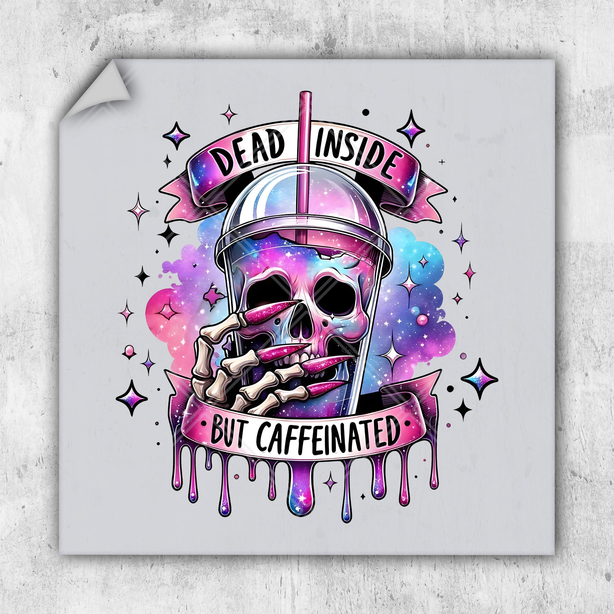 a sticker with a skull wearing a helmet and holding a cigarette