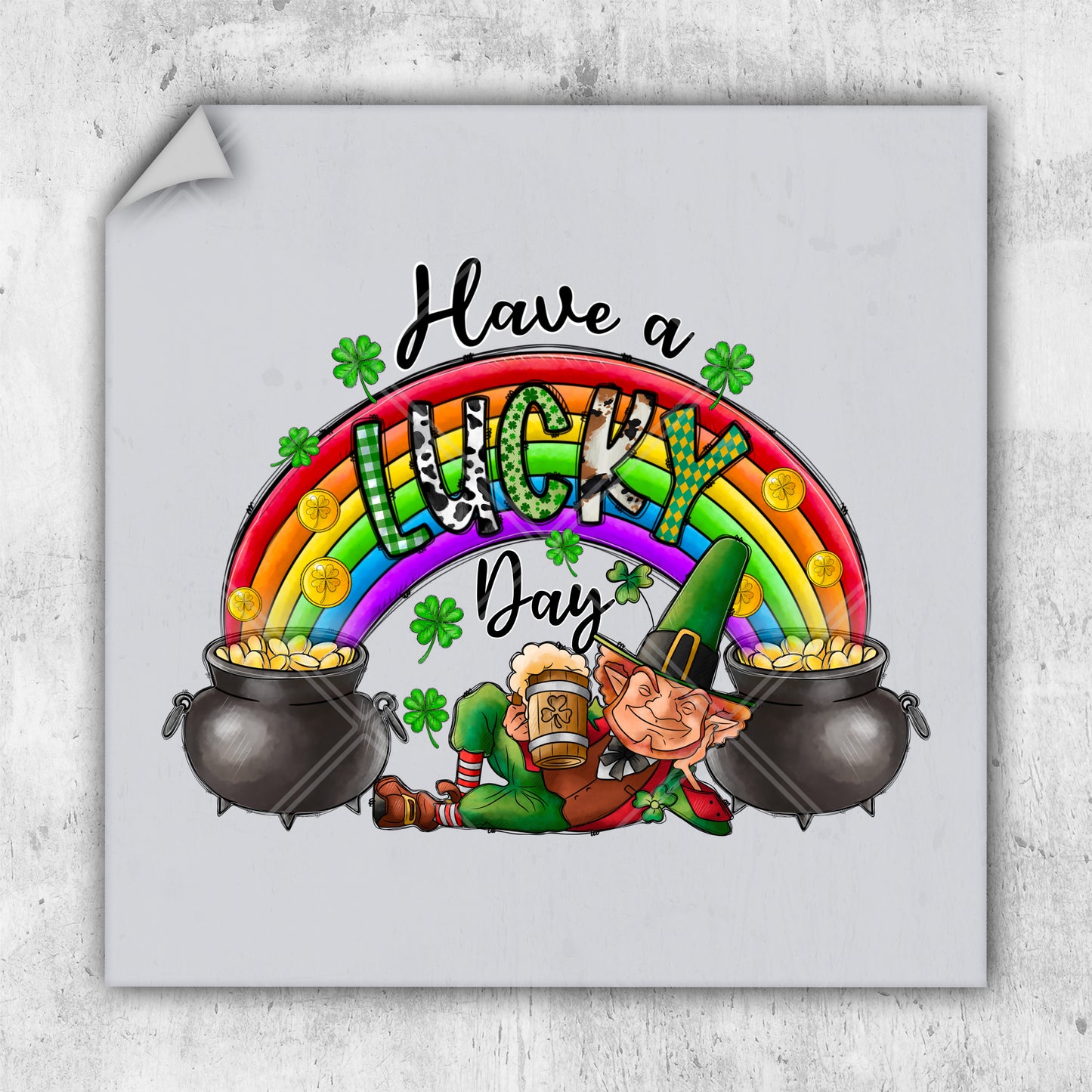 a st patrick's day card with a lepreite and pot of gold